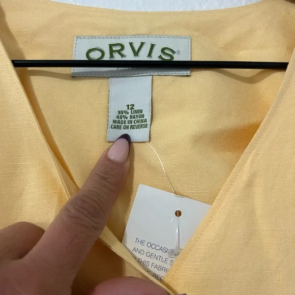 Orvis Vintage yellow button dress size 12 - Picture 6 of 8